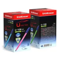 Ручка шариковая ErichKrause U-108 Neon Stick, узел 1.0 мм, чернила синие, супермягкое письмо, длина линии письма 1000 метров, МИКС
