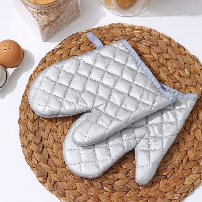 Набор прихваток «Профи», 2 шт, 23×17 см, цвет серый Набор прихваток «Профи», 2 шт, 23×17 см, цвет серый