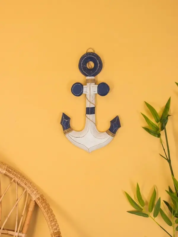 Декор интерьерный "Якорь" дерево 23х2х40 см, цв. бело-синий