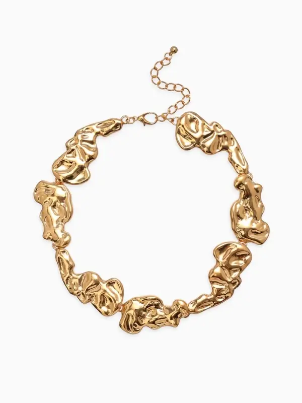 Набор 2 пред-та: серьги, колье Набор 2 пред-та: серьги, колье "Мятое", цвет золото 35см+удл 6см серьги