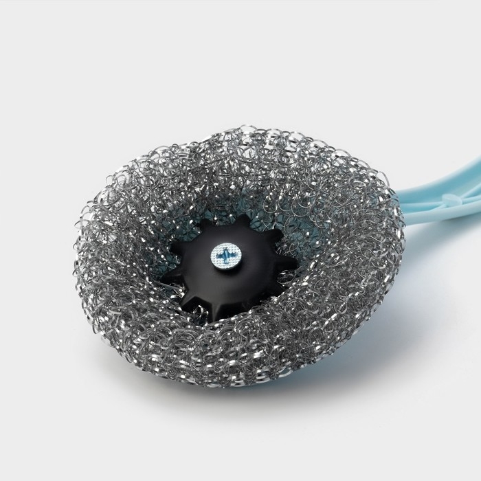 Губка для посуды Доляна «Бублик», с ручкой, металлическая, 15 гр, цвет МИКС Губка для посуды Доляна «Бублик», с ручкой, металлическая, 15 гр, цвет МИКС