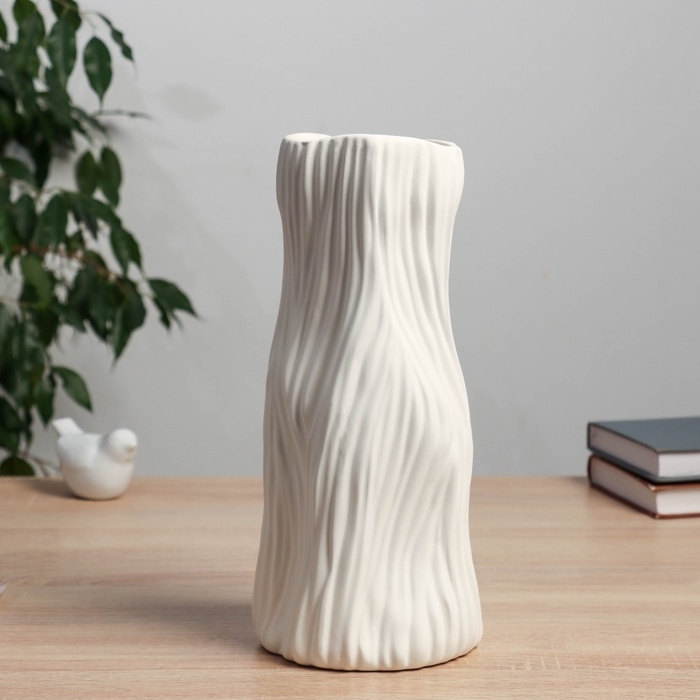 Керамическая ваза декоративная настольная «Винсент», для цветов, сухоцветов, d-8 см, 29×12.5 см, белый Керамическая ваза декоративная настольная «Винсент», для цветов, сухоцветов, d-8 см, 29×12.5 см, белый