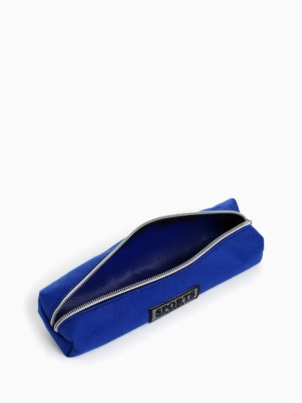 Косметичка-пенал школьная на молнии, длина 20 см, васильковая