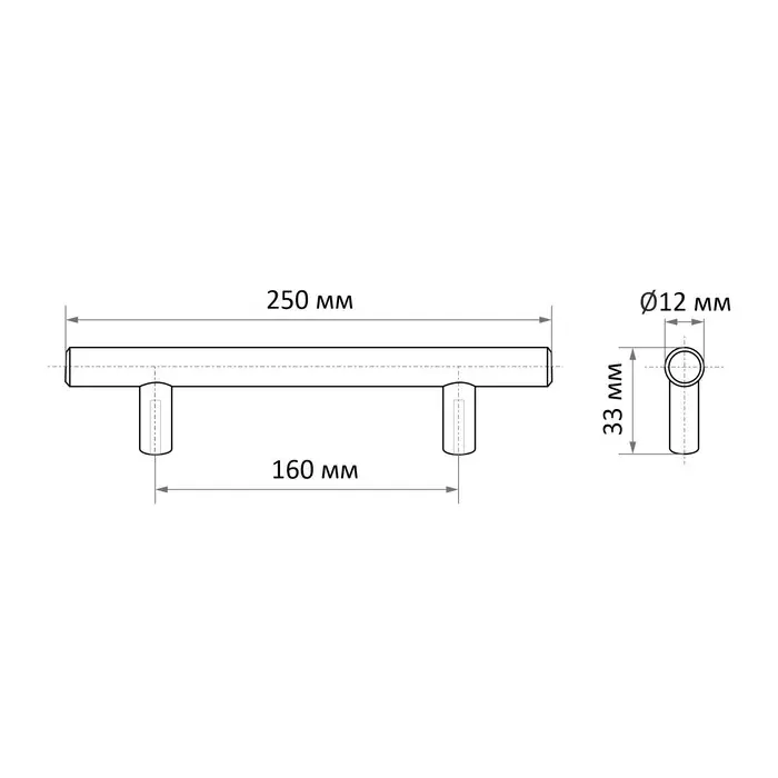 Ручка-рейлинг CAPPIO FRIDA, нержавеющая сталь, d=12 мм, м/о 160 мм, цвет матовый никель