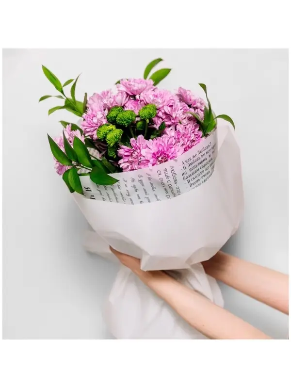 Плёнка для цветов упаковочная матовая прозрачная &laquo;Газета&raquo;, белая, 0.6&times;10 м