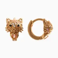 Серьги детские &laquo;Кошечки&raquo;, медицинский сплав, белые в золоте