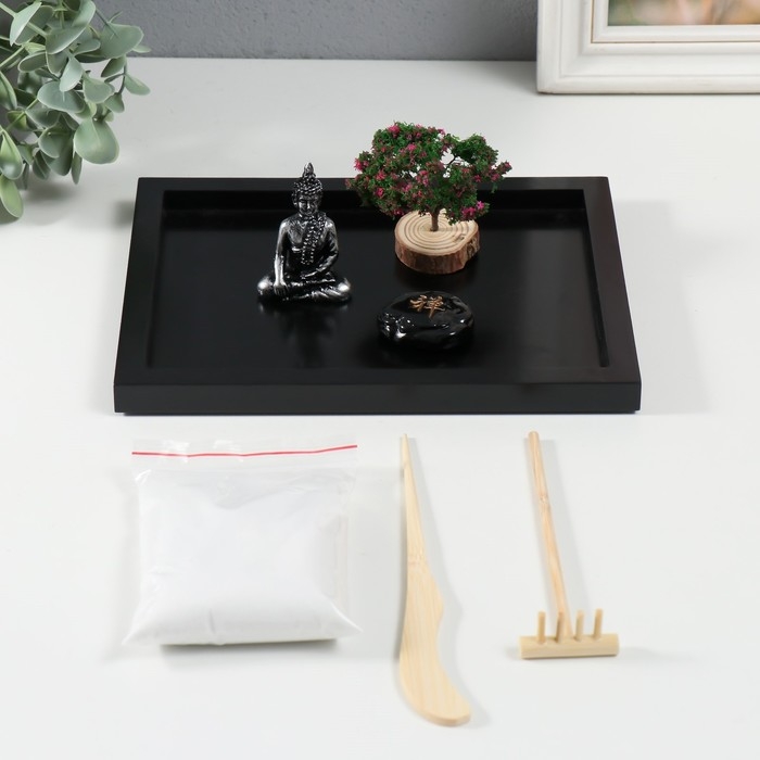 Сад камней Дзен  Сад камней Дзен "Будда с деревом" белый песок 1,3х21,5х17,5 см