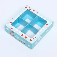 Коробка для 4 конфеты, « 8 марта» 12.6×12.6×3.5 см