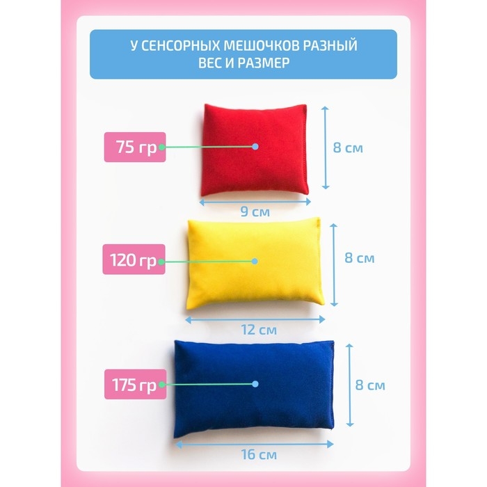 Комплект мешочков и мячей для занятий по методике Бильгоу Комплект мешочков и мячей для занятий по методике Бильгоу