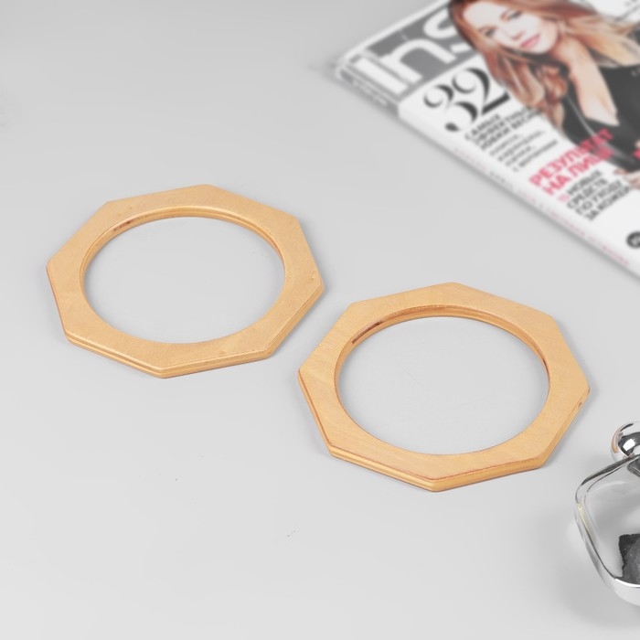 Ручки для сумки деревянные, d = 10,5, 13,5 × 13,5 см, 2 шт, цвет бежевый Ручки для сумки деревянные, d = 10,5, 13,5 × 13,5 см, 2 шт, цвет бежевый