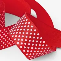 Лента атласная &laquo;Горошек&raquo;, 25 мм, 23&plusmn;1 м, красная №026