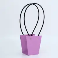 Сумка для цветов тиснение сиреневая влагостойкая, 12&times;12 - 8&times;8 - 12.5 см