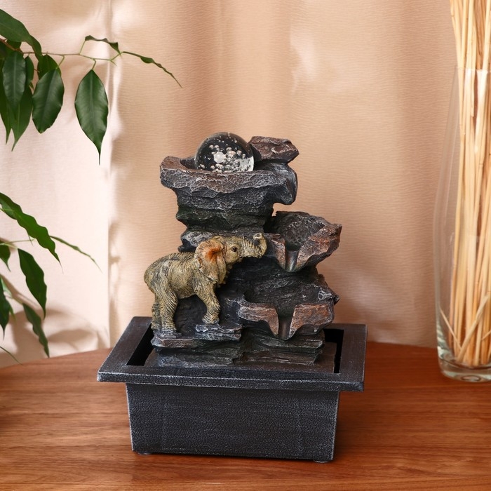 Фонтан Фонтан "Слоник на скале" 16х20х26 см (с подсветкой)