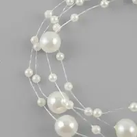 Жемчуг на леске, 3/8 мм, 9&plusmn;0.5 м, цвет молочный