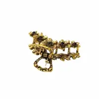 Крабик для волос &laquo;Каспиан&raquo;, незабудки, 5 см, золотистый