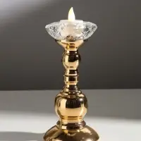 Подсвечник на 1 свечу &laquo;Кристальная чаша. Фигурный&raquo;, d=5 см, под золото, 8&times;8&times;19 см