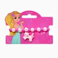 Браслет детский "Выбражулька" котик, бант, жемчуг, цвет бело-розовый Браслет детский "Выбражулька" котик, бант, жемчуг, цвет бело-розовый