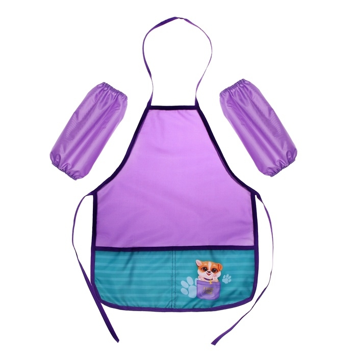 Фартук для труда + нарукавники, 485 х 395/250 х 160 мм, рост 116-146 см, Calligrata Фартук для труда + нарукавники, 485 х 395/250 х 160 мм, рост 116-146 см, Calligrata "Милый пёсик", сиреневый