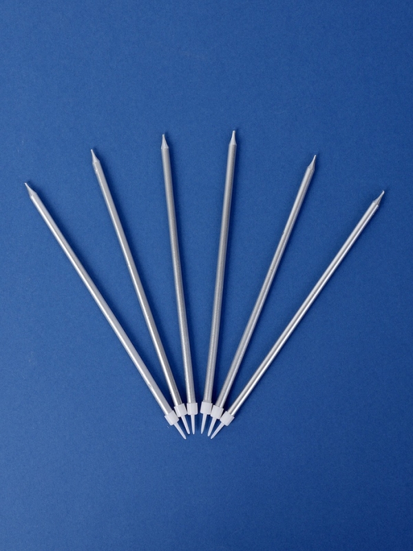 Свечи в торт Свечи в торт "Высокий Ройс", 6 шт, серебро