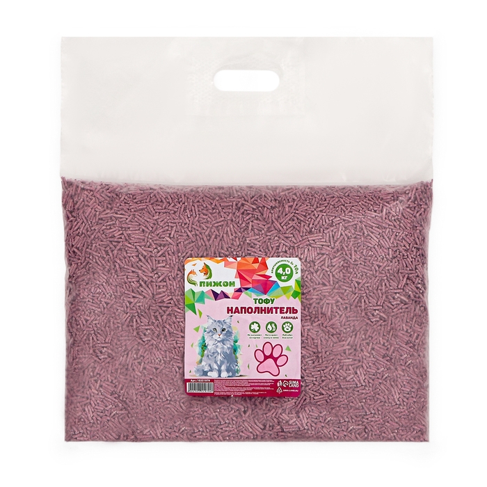 Наполнитель тофу, Наполнитель тофу, "Пижон" лаванда 4 кг впитываемость до 10 л