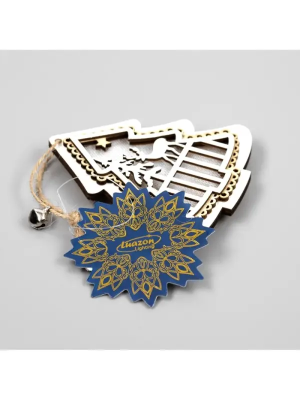 Ёлочная игрушка &laquo;Ёлочка с оленем&raquo;, 10&times;10&times;2 см, 4 LED, от батареек, свечение тёплое белое