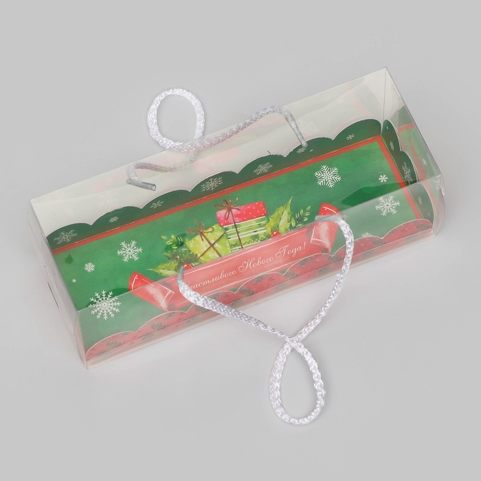 Кондитерская упаковка под рулет  Кондитерская упаковка под рулет "Счастливого Нового года", 22,5 х 7,8 х 7,8 см