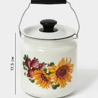 Бидон эмалированный, 3 л, с ручкой и крышкой, белый, рисунок МИКС