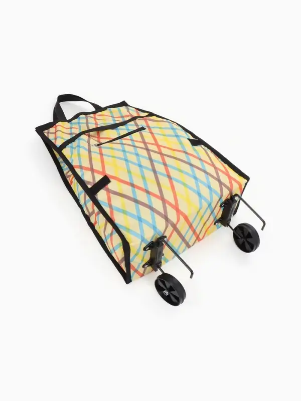 Сумка тележка хозяйственная &laquo;Ромбы&raquo;, складная, на липучке, 2 колеса, наружный карман, 32&times;13&times;52 см, разноцветная