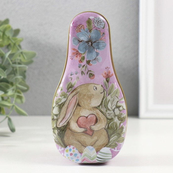 Шкатулка металл Шкатулка металл "Заяц с сердечком" 14,5х7х5 см