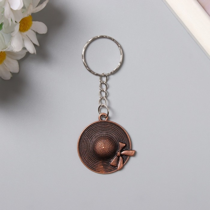 Брелок металл  Брелок металл "Шляпа с бантиком" МИКС 3,5х3,5 см