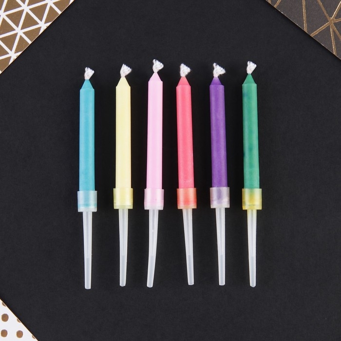 Свечи для торта с цветным пламенем «С Днем Рождения», 6 шт., 8,6 х 0,6 см Свечи для торта с цветным пламенем «С Днем Рождения», 6 шт., 8,6 х 0,6 см