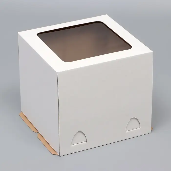 Коробка под торт, с окном, без ручек, белая, 24&times;24&times;22 см