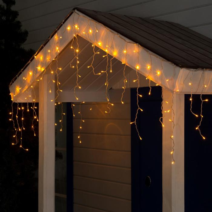 Гирлянда «Бахрома» 3 × 0.6 м, IP44, УМС, прозрачная нить, 160 LED, свечение жёлтое, 220 В Гирлянда «Бахрома» 3 × 0.6 м, IP44, УМС, прозрачная нить, 160 LED, свечение жёлтое, 220 В