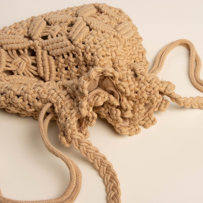 Сумка женская SL Home, ручное плетение, хлопок, длина ручек 55 см, 22×22 см Сумка женская SL Home, ручное плетение, хлопок, длина ручек 55 см, 22×22 см