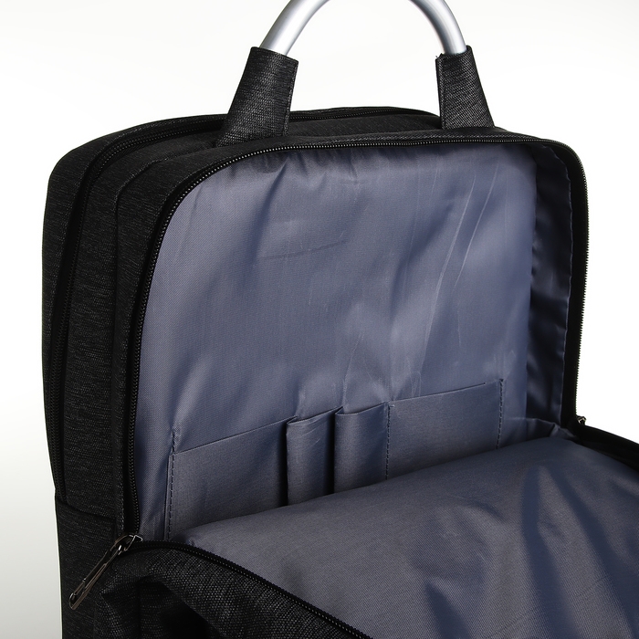 Рюкзак городской на молнии, 2 кармана, с USB, цвет чёрный Рюкзак городской на молнии, 2 кармана, с USB, цвет чёрный