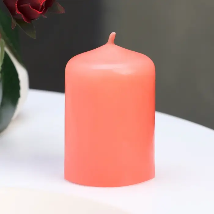 Свеча - цилиндр, 4×6 см, 9 ч, лососёвая