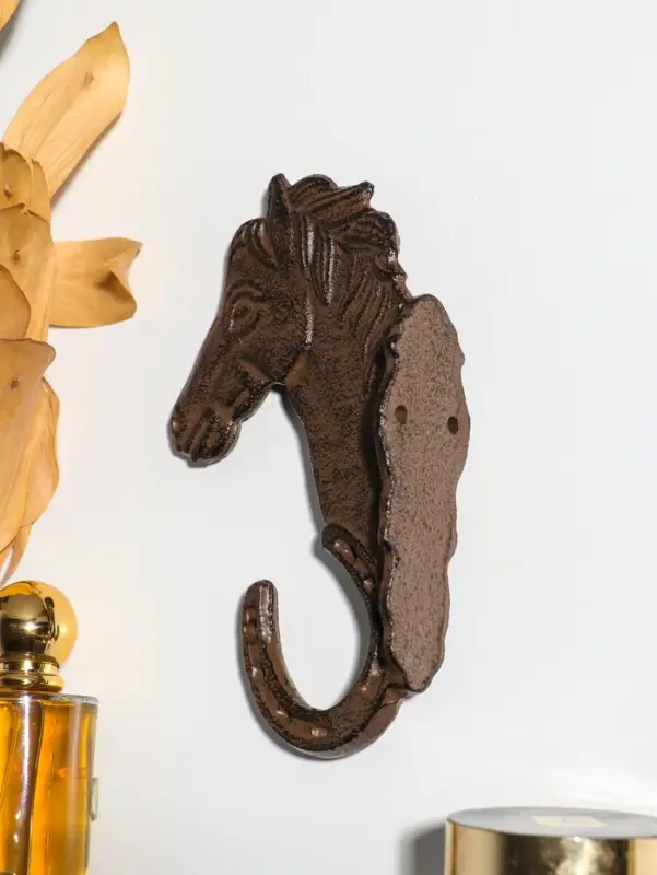 Крючок настенный &laquo;Лошадь и подкова&raquo;, ключница декоративная, чугун, 17.7&times;10.5&times;3.5 см