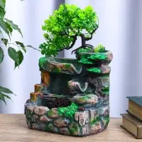 Фонтан настольный &laquo;Мельница на камнях под деревом&raquo;, 12&times;18&times;29 см, с подсветкой, без шарика