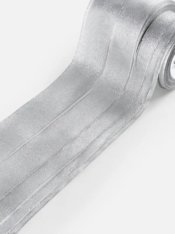 Набор парчовых лент, 5 шт., размер лент: 6/10/20/40/50 мм, 23&plusmn;1 м, цвет серебряный