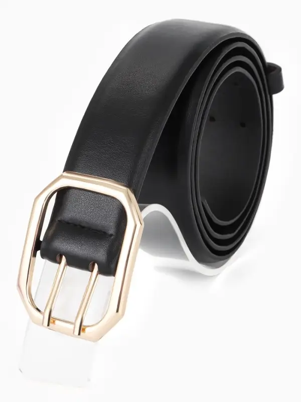 Ремень жен, 06-01-01-02, 3,5*0,3*110 см, без винта, пряжка золото, 2 прокол, черный