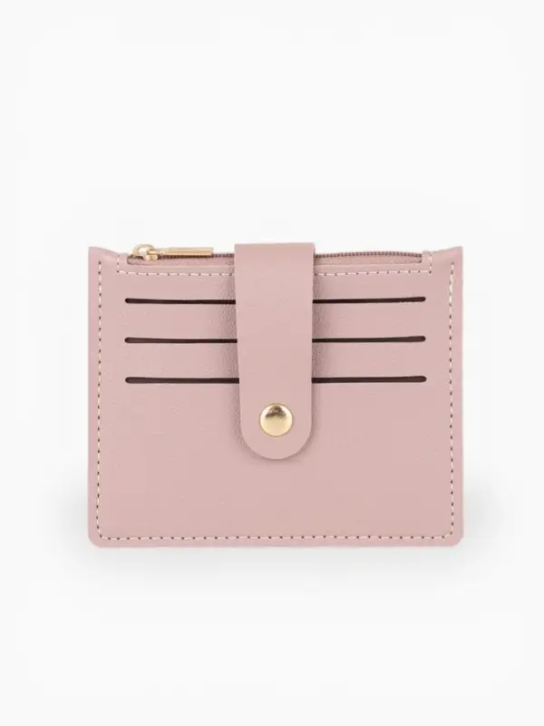Картхолдер с монетницей на молнии, цвет розовый