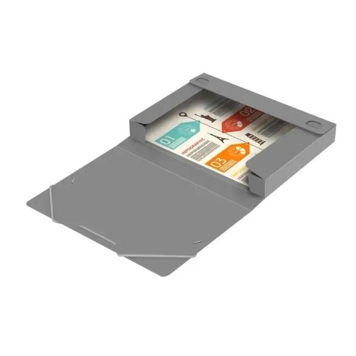 Папка-короб на резинке А4, 500 мкм, Calligrata, корешок 25 мм, до 230 листов, тиснение &laquo;песок&raquo;, серая