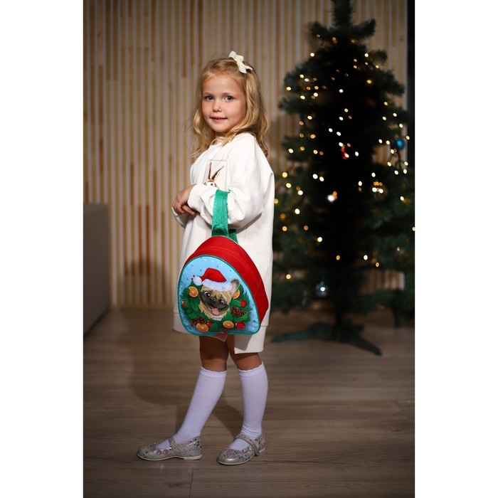Новогодний детский рюкзак «Пёсик у ёлки», на новый год