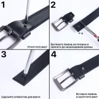 Ремень мужской &laquo;Великан&raquo; для полных, ширина 3.8 см, винт, пряжка металл, чёрный