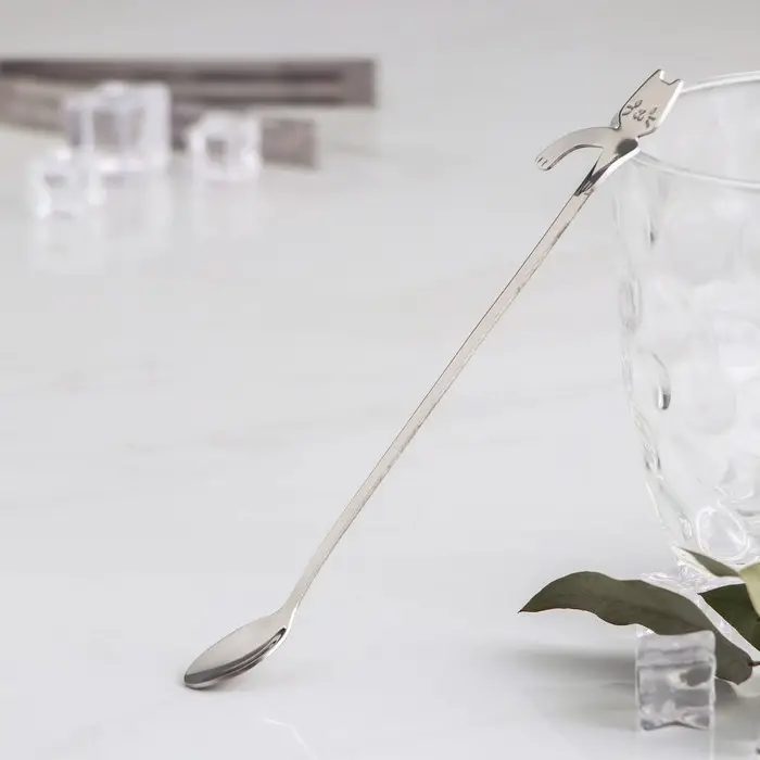 Ложка барная из нержавеющей стали Magistro «Котик», длина 20 см, цвет серебряный Ложка барная из нержавеющей стали Magistro «Котик», длина 20 см, цвет серебряный