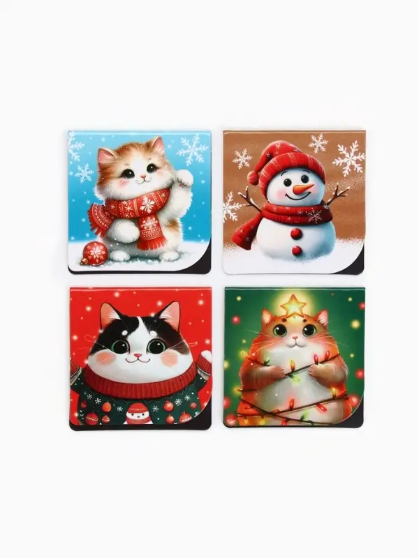 Магнитные закладки Магнитные закладки "Котики", на открытке, 4 шт