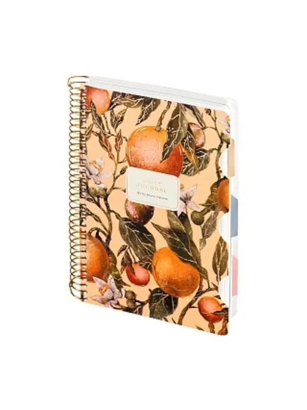 ЗАПИСНАЯ КНИЖКА "DAILY JOURNAL" A5, 200 Л. НА СПИРАЛИ, С РАЗДЕЛИТЕЛЯМИ "FLORA.PARADISE.ORANGES" 1105