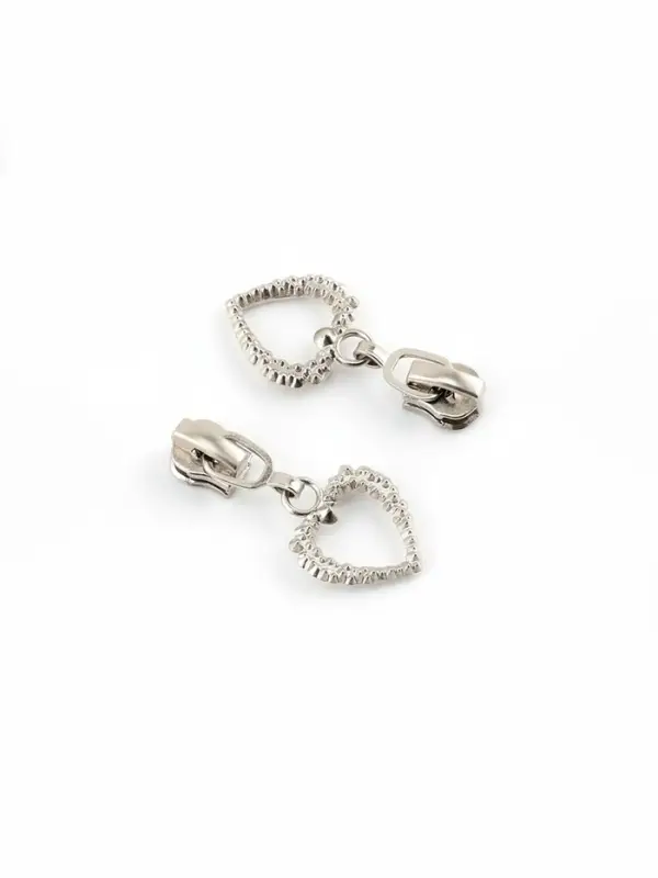 Бегунок для металлической молнии, №3, &laquo;Сердце&raquo;, 10 шт., цвет никель