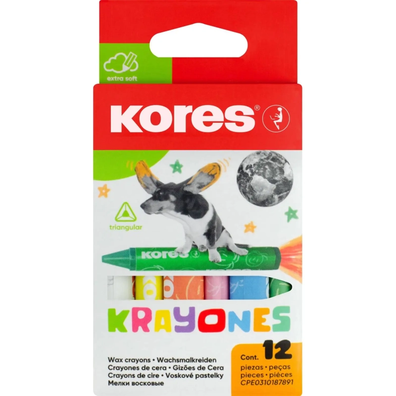 Мелки восковые 12цв трехгранные KRAYONES Kores 33101.02