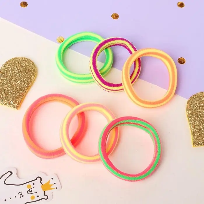 Резинка для волос "Махрушка полоска" (набор 6 шт) яркость